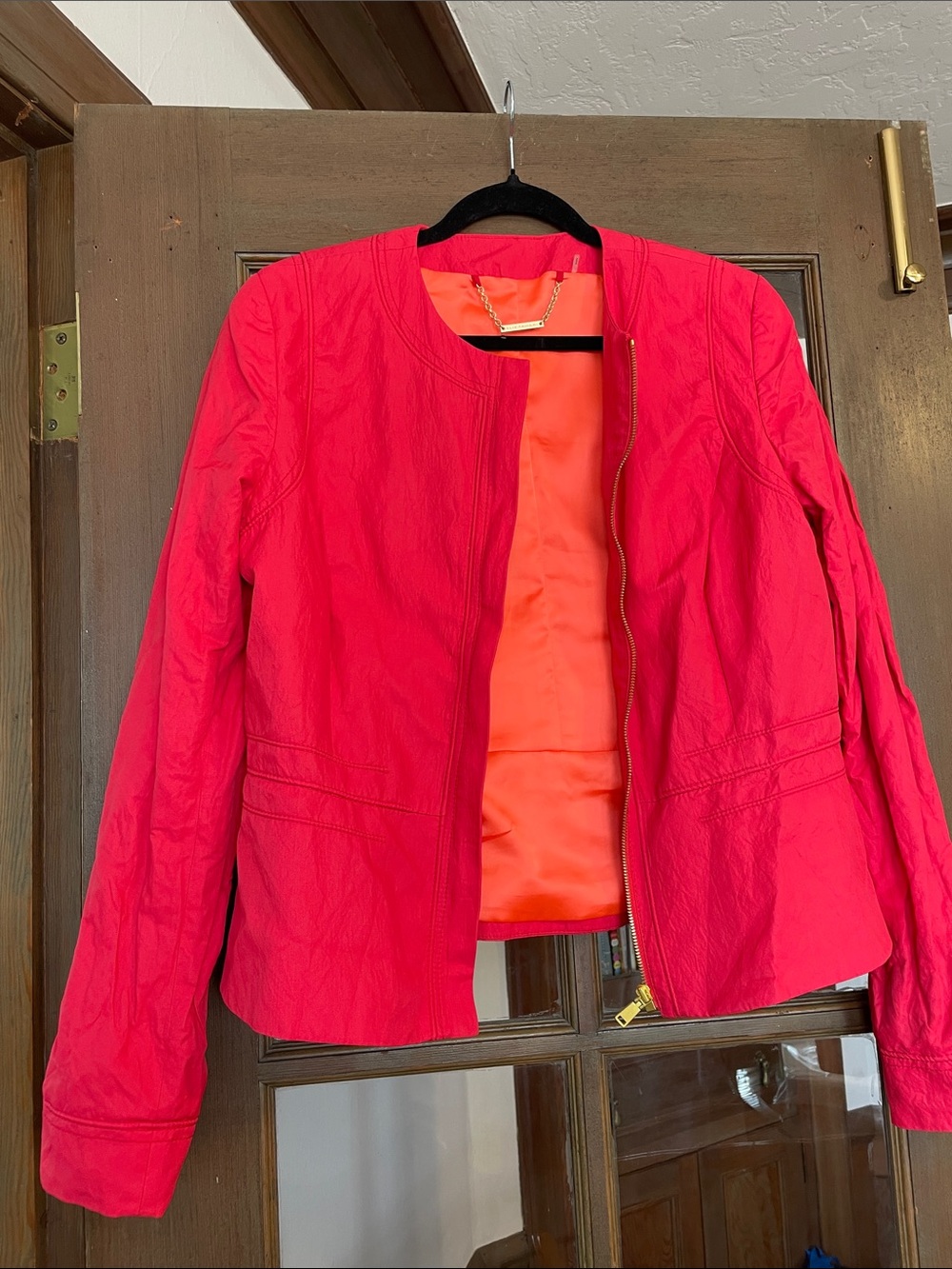 Elie Tahari Fuchsia and Tangerine Zip-Front Lightweight Jacket XL